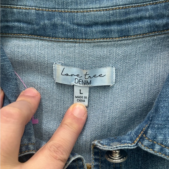 Western Sleeveless Denim Button-Up Dress Love Tree Y2K Jean Collared Size L - Picture 3 of 9